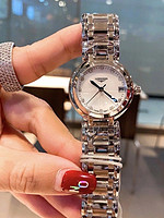 LONGINES 浪琴 瑞士 心月珍珠贝母镶钻钢带石英女手表L8.110.4.87.6