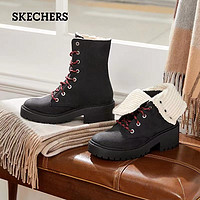 SKECHERS 斯凯奇 女鞋运动帆布鞋厚底女靴高帮潮鞋休闲板鞋官方正品