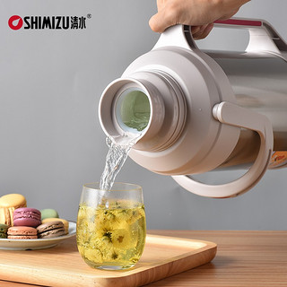 清水（SHIMIZU） 热水瓶暖瓶家用玻璃内胆开水保温瓶不锈钢大容量暖壶保温壶 3341 3341-珠光红-3.2L
