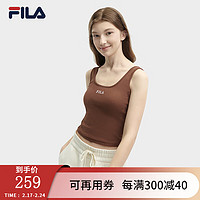 FILA 斐乐女子针织背心2024夏时尚休闲简约修身白色吊带 酪干褐-BN 185/104A/XXXXL