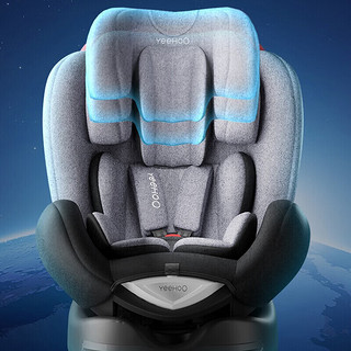 YeeHoO 英氏 婴儿汽车安全座椅宝宝可坐可躺360度旋转座椅车载通用儿童0-7岁 极光粉