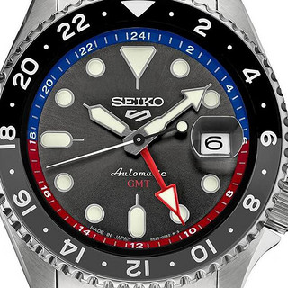 精工（SEIKO）男表 5号系列GMT自动机械灰盘钢带日显夜光防水运动男表SSK019J1 initial