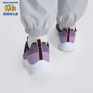 Skechers斯凯奇女童魔术贴运动鞋319012L 黑色/紫色/BKPR 33码