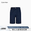 Calvin Klein Jeans24春夏新款男士舒适含亚麻双后袋宽松牛仔短裤J325423 1AP-牛仔深蓝 29