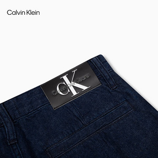 Calvin Klein Jeans24春夏新款男士舒适含亚麻双后袋宽松牛仔短裤J325423 1AP-牛仔深蓝 29