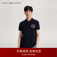 TOMMY HILFIGER24新款春季男装纯棉学院徽章印花合身短袖POLO衫MW0MW34736