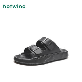 热风2024年夏季男士时尚拖鞋 01黑色（H60M4212） 40