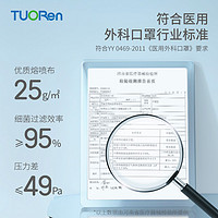 TUORen 驼人 医用外科一次性口罩儿童防护医疗专用三层过滤印花正品