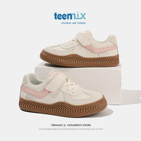 天美意（TEENMIX）天美意儿童板鞋2024春季女童防滑德训鞋小男孩运动鞋子大童潮 米/粉 单层  35码