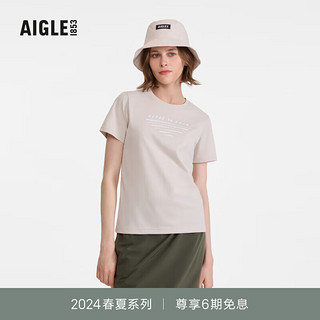 AIGLE艾高短袖T恤2024年春夏DFT速干吸湿排汗SILVADUR抗菌女 貂杏色 AT495 XL(175/96A)