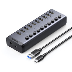 绿联 USB3.0扩展器 10口带供电 笔记本电脑多口Hub分线器