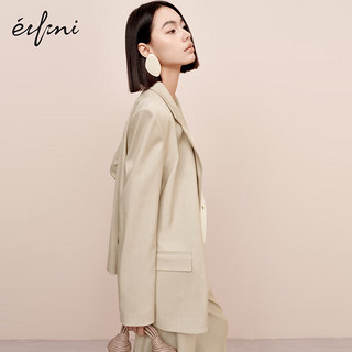 伊芙丽（eifini）【果冻系列】伊芙丽休闲设计感百搭宽松廓形西装外套女2024春装 浅卡其 155/80A/S  108-120斤