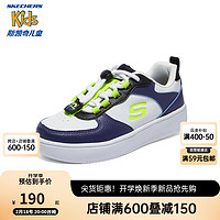 Skechers斯凯奇儿童休闲板鞋春秋透气男女童时尚小白鞋319499L/405232L 蓝色/多彩色/BLMT 36