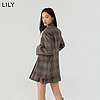【宋茜同款】LILY复古英伦风格纹舒适羊毛西装外套女 730浅棕 XS