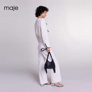 Maje2024早春女装时尚气质撞色设计感短外套上衣MFPBL00702 淡褐色 T38