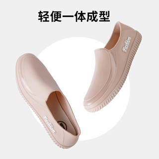 FOOTOPPO雨鞋女雨靴女士短筒防滑水鞋胶鞋夏天低帮成人防水靴女式时尚套鞋 杏色 37码
