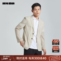 利郎空调服轻薄西服外套男春夏薄款单西2024通勤男士皮肤衣 卡其色 薄款 170/84A