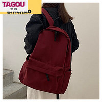 她购（TAGOU）川久玲坠感轻便尼龙双肩包运动中性青年背包男女大书包电脑包 酒红色