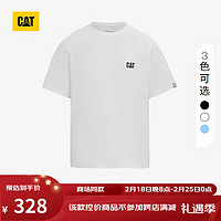 CAT卡特24春男士户外运动风弹性简约圆领短T恤 白 S