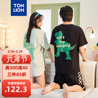 唐狮 TONLION新款情侣家居服套装 男款黑色 S