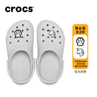 crocs卡骆驰经典洞洞鞋男童女童包头拖鞋206991 大气灰-1FT 26(155mm)