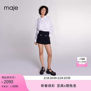 Maje2024早春新款女装时尚气质设计感高腰黑色短裤裙MFPSH00519 黑色 T34