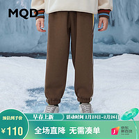 MQD童装男大童休闲条杠针织裤 咖啡 160cm