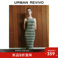 UR2024夏季新款女复古辣妹风撞色修身无袖针织连衣裙UWH940033 多色