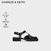 CHARLES&KEITH24春英伦风圆头玛丽珍凉鞋女SL1-71790024 Black黑色 38