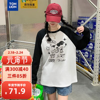 唐狮 TONLION女圆领拼接T恤WP 黑色 S