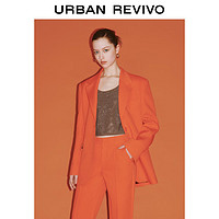 UR【UR魅力】2024春季新款女装高级感翻驳领西装外套UWG140018 橙红 XS