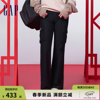 Gap女装2024春季梭织口袋喇叭裤长裤872474 黑色 4(27)亚洲尺码