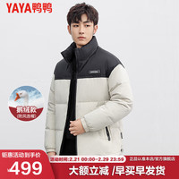 鸭鸭羽绒服鸭鸭(YAYA)鹅绒羽绒服男短款冬季时尚潮流拼接立领防风保暖外套QZ 灰色 185