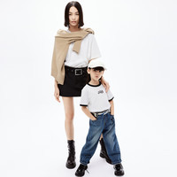 little MO&Co.亲子装 5A抑菌 little moco童装24春装女童纯棉短袖百搭T恤衫 本白色 110/52