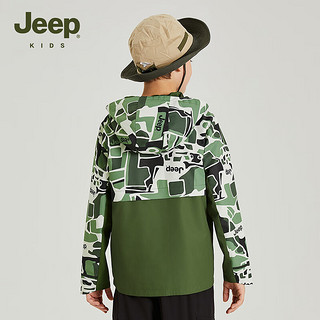 Jeep吉普童装儿童夹克外套2024春季三防男童女童中大童休闲上衣 军绿 170cm