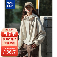 唐狮 TONLION女连帽短款左胸字母外套 浅卡其 S