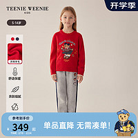 Teenie Weenie Kids小熊童装24早春女童花边套头圆领刺绣毛衣 红色 140cm