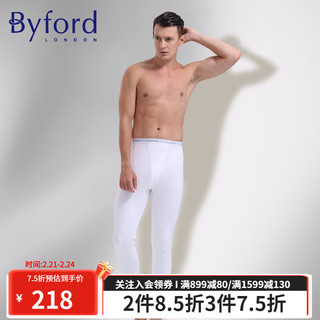 BYFORD/百富男士保暖裤棉针织打底裤中腰秋裤男长裤棉红色MW950 白色 XL
