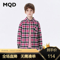 马骑顿 MQD童装男大童24春学院风百搭格纹翻领衬衫 粉红格 160cm