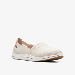 其乐（Clarks）女白色一脚蹬休闲帆布鞋健步老人鞋轻质防滑透气春夏26172779 Natural Interest 8=39