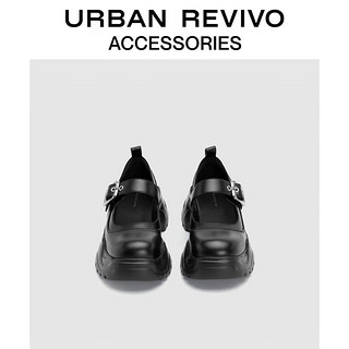URBAN REVIVO2024春季女士玛丽珍厚底增高单鞋UAWS40008春晚 黑色 37