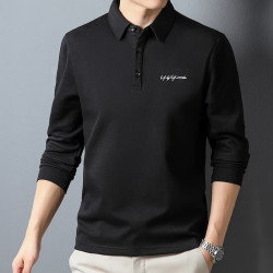 romon罗蒙罗冠polo衫长袖男士潮流男士刺绣商务休闲春