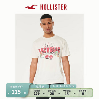 HOLLISTER24春夏美式宽松棉质圆领短袖图案T恤 男 KI323-4002 白色 XS (170/84A)