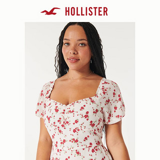 HOLLISTER24春夏短袖可爱心形领口中长款连衣裙女 356605-1 白色 XS (160/84A)