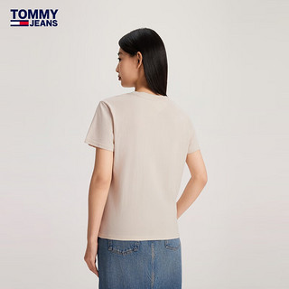 TOMMY JEANS24春季女装纯棉通勤简约字母合身短袖T恤DW0DW17828 米白色ACG M