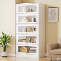 BYDERME 拜德美 书架置物架书柜家用学生带门储物客厅展示收纳柜 推荐暖白色80*30*165