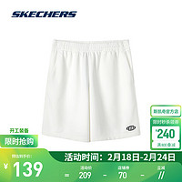 斯凯奇（Skechers）2024春季舒适休闲短裤女款百搭柔软弹性运动服装L224W074 男款-棉花糖白/0074 M