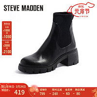 史蒂夫·马登 STEVE MADDEN/思美登秋冬显瘦粗跟弹力靴切尔西靴短靴女 HAYL-L 黑色 39