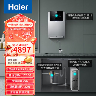 海尔（Haier）净水器1200G鲜活水pro6年RO反渗透净水器+管线机+前置过滤器鲜活水 pro1200G+R2291+HQZ60-HFAZ26