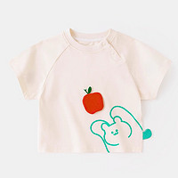 嘟嘟家 宝宝T恤夏装 婴儿短袖 奶白色80码 绿色120.130码